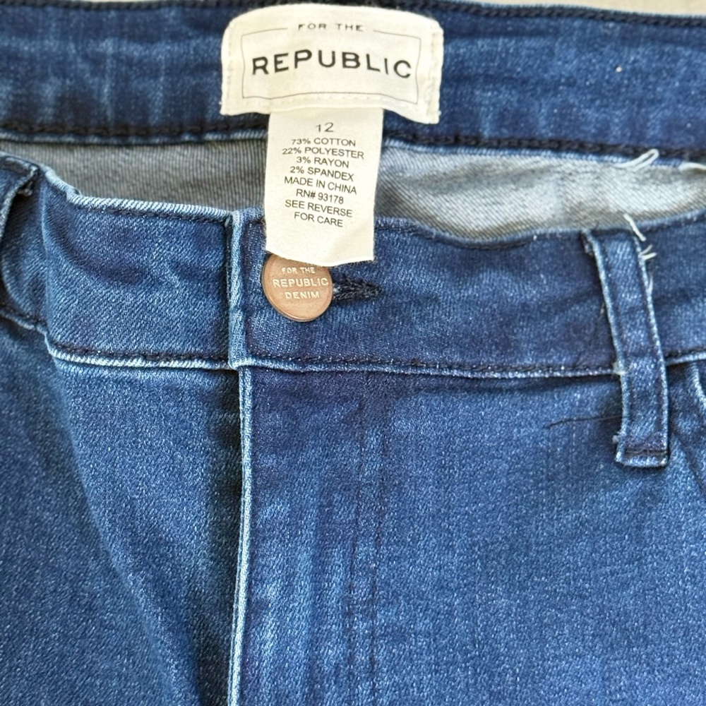 For The Republic Blue Flare Jeans with Fringe Detail - Picture 2 of 6